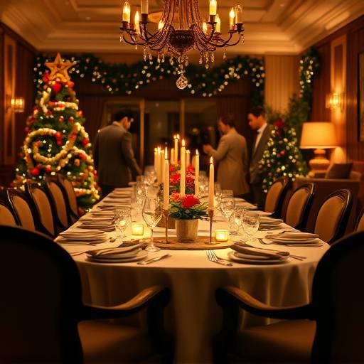 A beautifully decorated table during a special event dinner