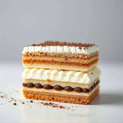 A slice of Ambrosia Bistro's signature tiramisu, showcasing the layers of espresso-soaked ladyfingers and mascarpone cream.