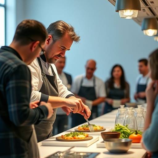 Chef Alessandro Rossi teaching a culinary technique to workshop participants