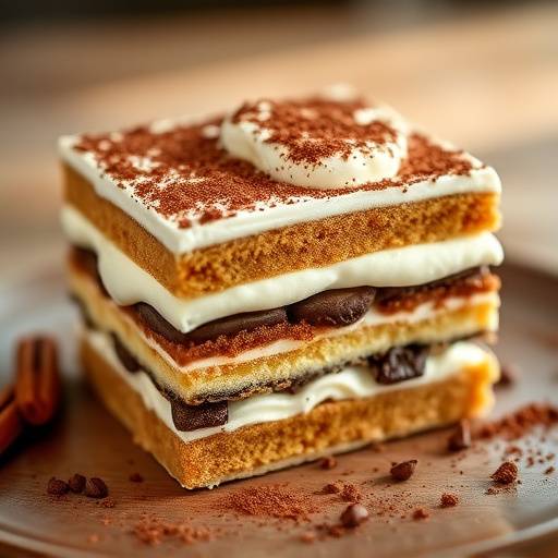 Classic tiramisu with espresso-soaked ladyfingers and mascarpone cream