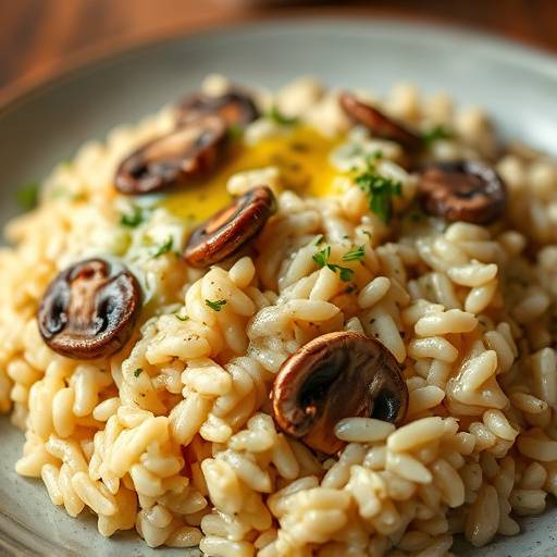 Creamy mushroom risotto with truffle oil