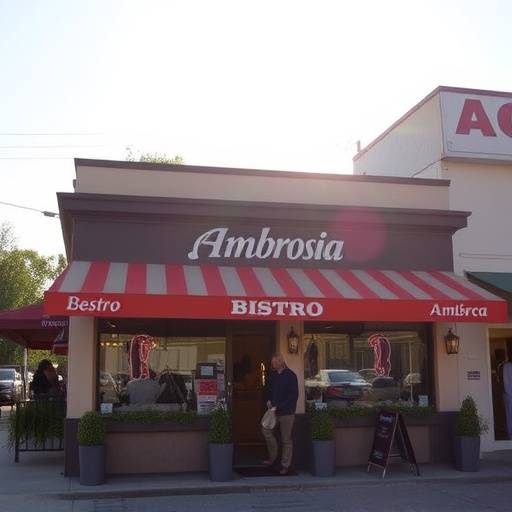 Exterior view of Ambrosia Bistro on a sunny afternoon