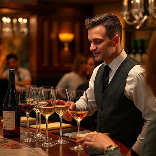 Professional sommelier leading a wine tasting event at Ambrosia Bistro