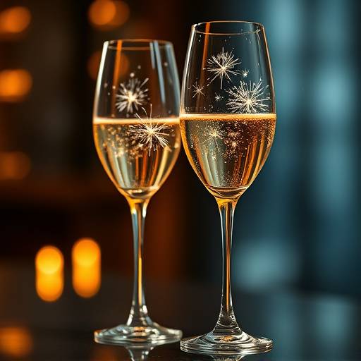 Sparkling wine glasses prepared to be used.